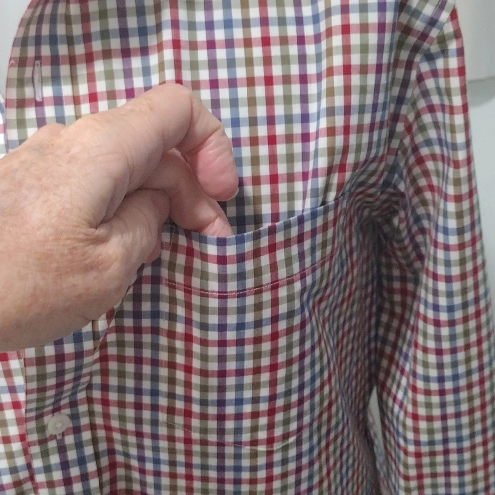 J. Crew mens purple, blue, green and brown plaid shirt. Large. 16 - 16.5 neck